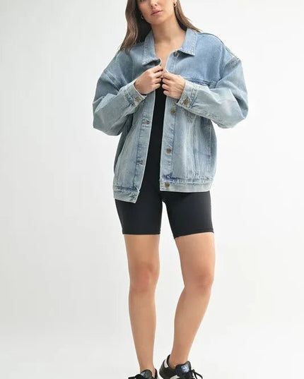 MONO B Boxy - Cut Denim Jacket - THE AMERICAN BLUE