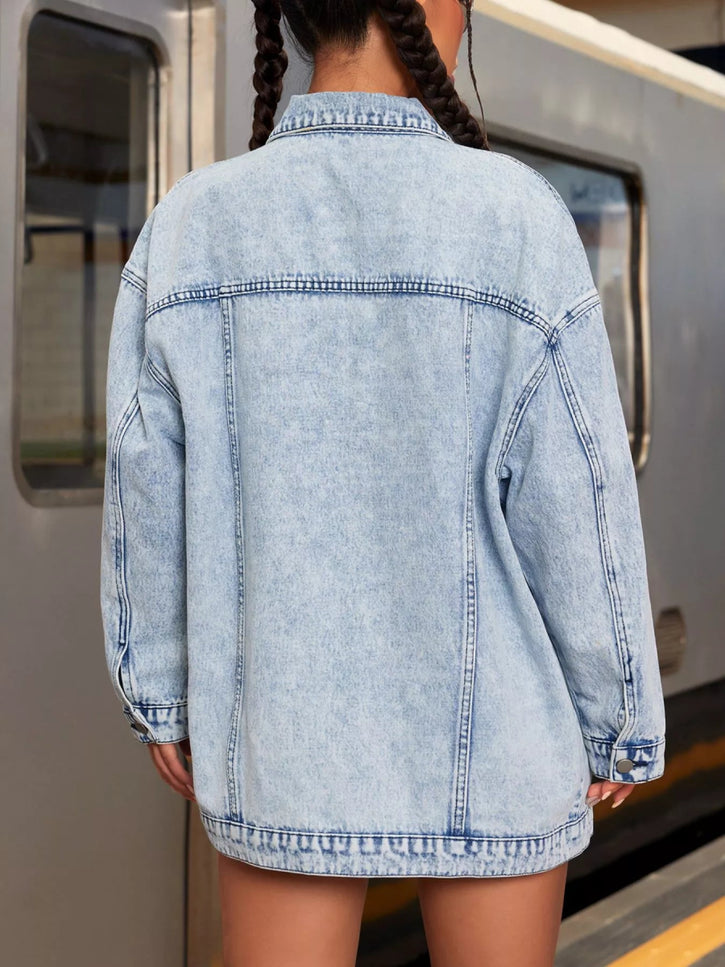 Oversized Button Up Denim Jacket - THE AMERICAN BLUE