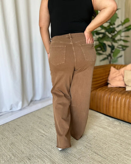 RFM Full Size High Rise Garment Dye Wide Leg Jeans - THE AMERICAN BLUE