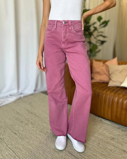 RFM Full Size High Rise Garment Dye Wide Leg Jeans - THE AMERICAN BLUE