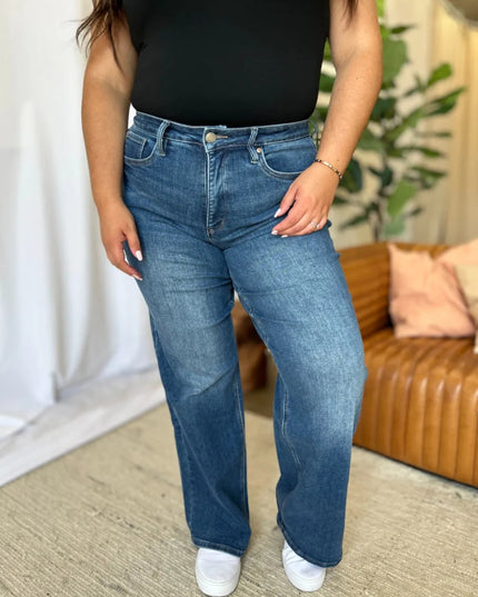 RFM Full Size High Rise Tummy Control Wide Leg Jeans - THE AMERICAN BLUE