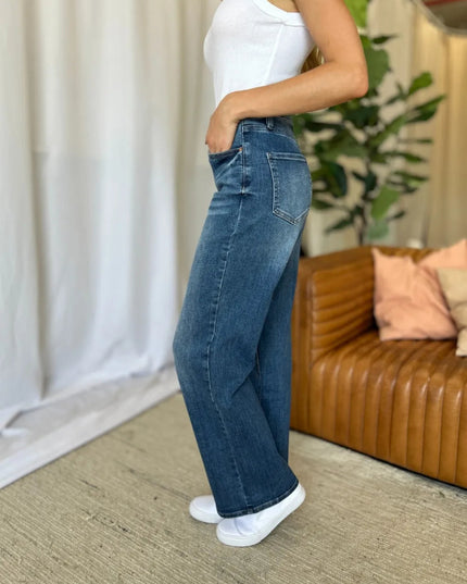 RFM Full Size High Rise Tummy Control Wide Leg Jeans - THE AMERICAN BLUE