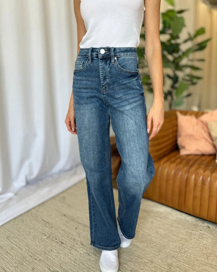 RFM Full Size High Rise Tummy Control Wide Leg Jeans - THE AMERICAN BLUE