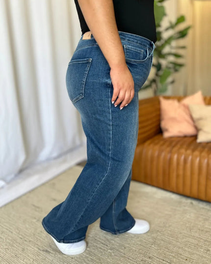 RFM Full Size High Rise Tummy Control Wide Leg Jeans - THE AMERICAN BLUE