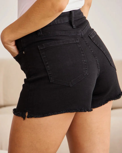 RFM Full Size Tummy Control High Waist Denim Shorts - THE AMERICAN BLUE