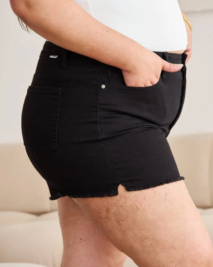 RFM Full Size Tummy Control High Waist Denim Shorts - THE AMERICAN BLUE