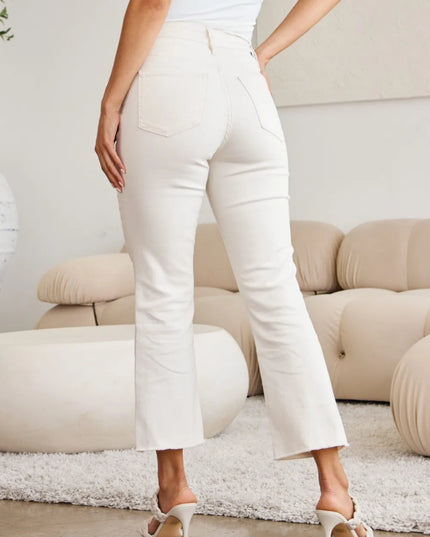 RFM Mini Mia Full Size Tummy Control High Waist Raw Hem Jeans - THE AMERICAN BLUE
