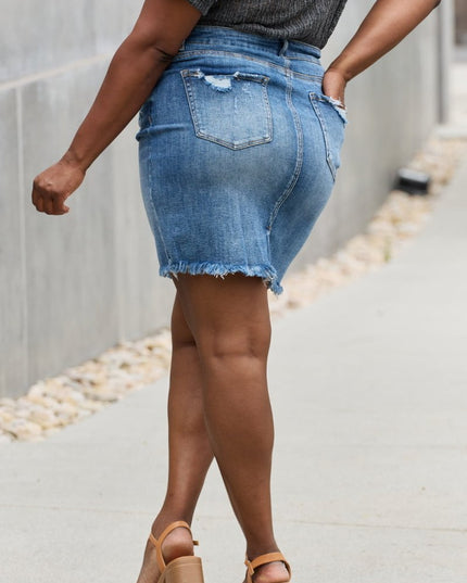 RISEN Amelia Full Size Denim Mini Skirt - THE AMERICAN BLUE