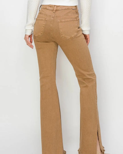 RISEN Bailey Full Size High Waist Side Slit Flare Jeans - THE AMERICAN BLUE