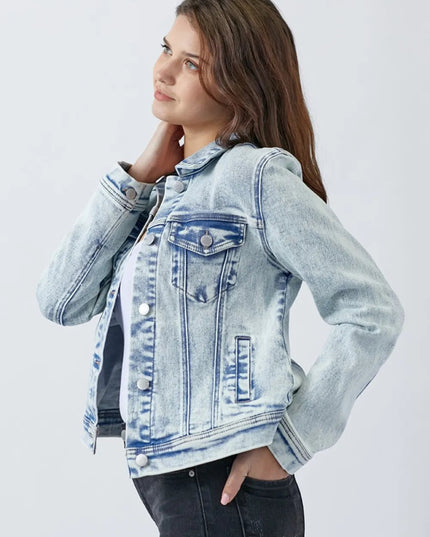 RISEN Button Up Washed Denim Jacket - THE AMERICAN BLUE