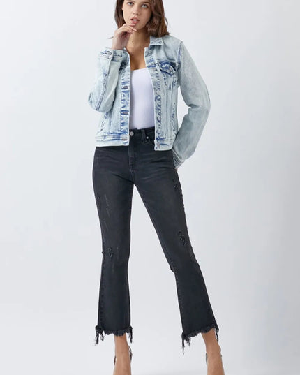 RISEN Button Up Washed Denim Jacket - THE AMERICAN BLUE