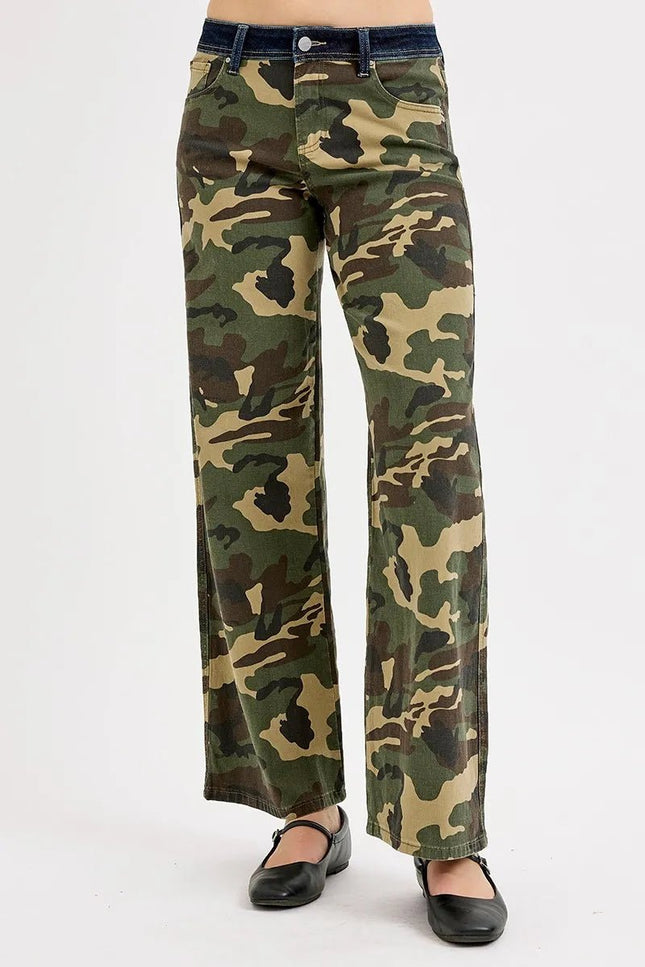 RISEN Camouflage Wide Leg Jeans - THE AMERICAN BLUE