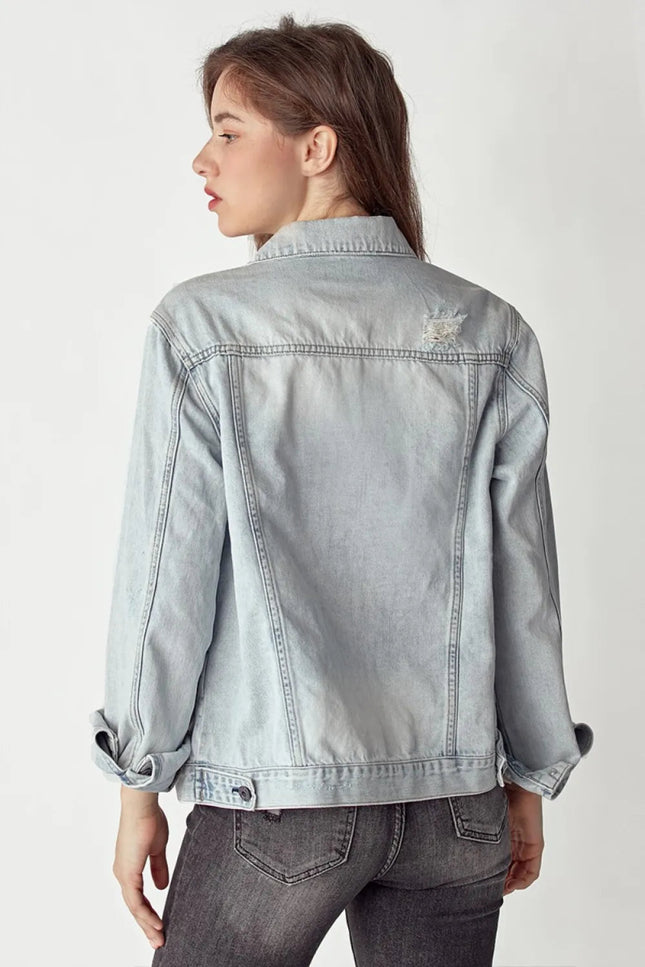RISEN Distressed Button Up Jacket - THE AMERICAN BLUE