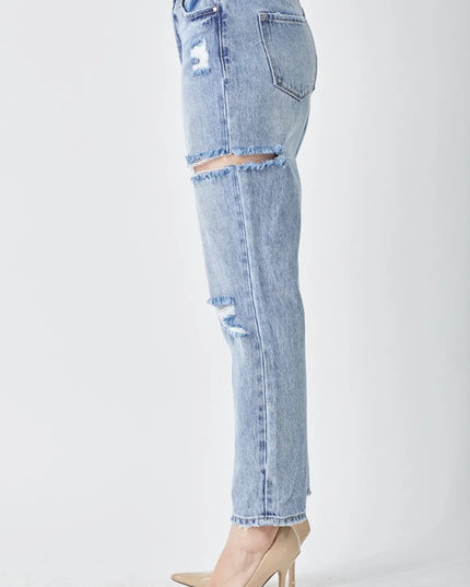 RISEN Distressed Slim Cropped Jeans - THE AMERICAN BLUE