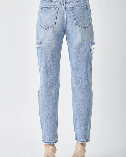 RISEN Distressed Slim Cropped Jeans - THE AMERICAN BLUE