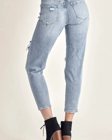 RISEN Distressed Slim Cropped Jeans - THE AMERICAN BLUE