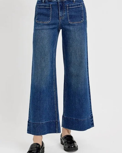 RISEN Elastic Band Wide Leg Jeans - THE AMERICAN BLUE
