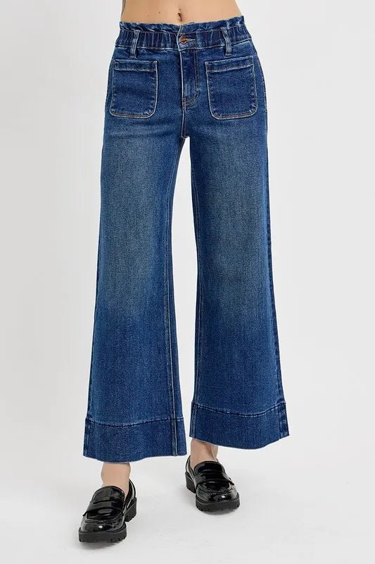 RISEN Elastic Band Wide Leg Jeans - THE AMERICAN BLUE