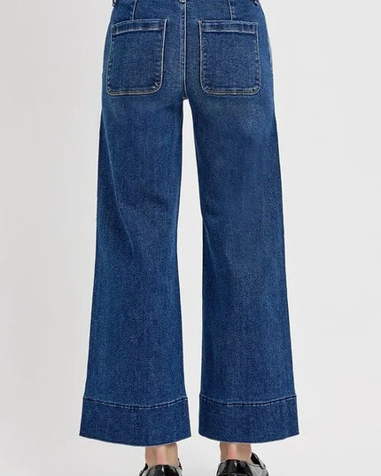 RISEN Elastic Band Wide Leg Jeans - THE AMERICAN BLUE