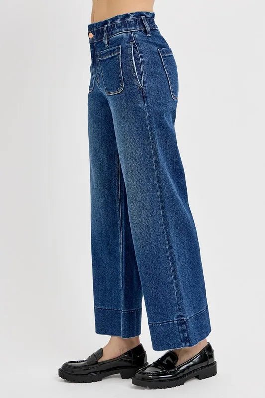 RISEN Elastic Band Wide Leg Jeans - THE AMERICAN BLUE