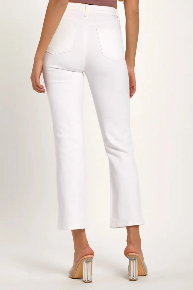 RISEN Full Size Distressed Cropped Straight Jeans - THE AMERICAN BLUE