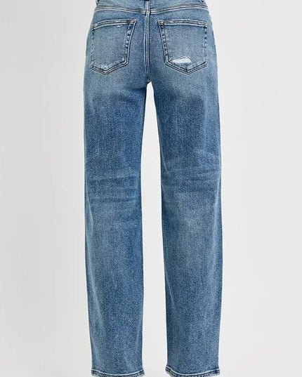 RISEN Full Size Distressed Wide Leg Jeans Plus Size - THE AMERICAN BLUE