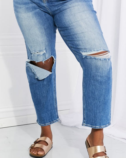 RISEN Full Size Emily High Rise Relaxed Jeans - THE AMERICAN BLUE