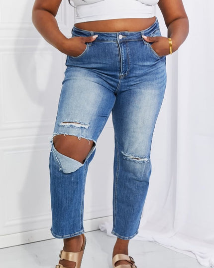 RISEN Full Size Emily High Rise Relaxed Jeans - THE AMERICAN BLUE