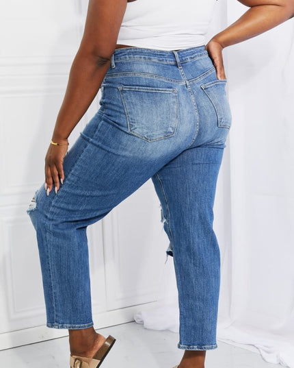 RISEN Full Size Emily High Rise Relaxed Jeans - THE AMERICAN BLUE