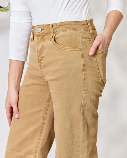 RISEN Full Size Fringe Hem Wide Leg Jeans - THE AMERICAN BLUE