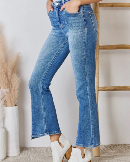RISEN Full Size High Rise Ankle Flare Jeans - THE AMERICAN BLUE