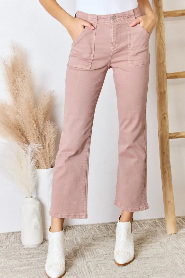 RISEN Full Size High Rise Ankle Flare Jeans - THE AMERICAN BLUE