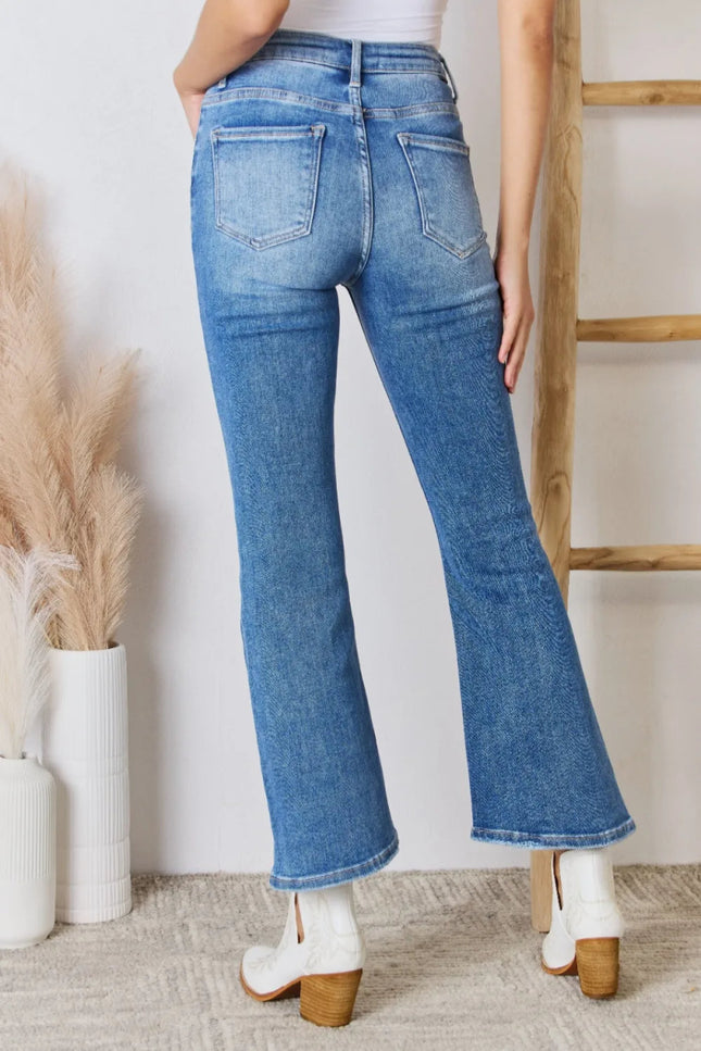 RISEN Full Size High Rise Ankle Flare Jeans - THE AMERICAN BLUE