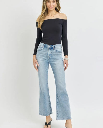 RISEN Full Size High Rise Ankle Flare Jeans - THE AMERICAN BLUE