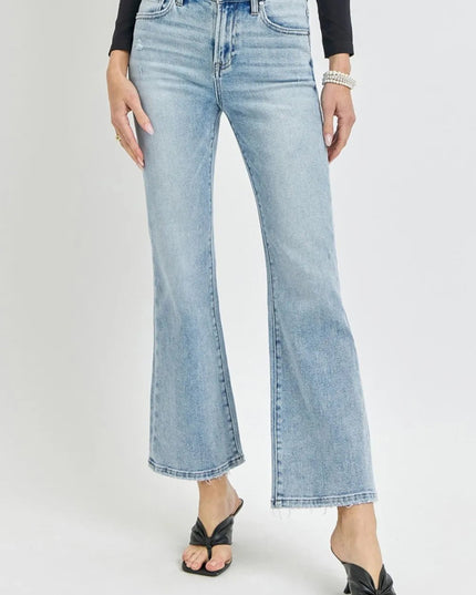 RISEN Full Size High Rise Ankle Flare Jeans - THE AMERICAN BLUE