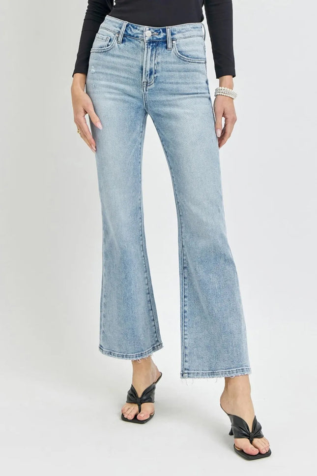 RISEN Full Size High Rise Ankle Flare Jeans - THE AMERICAN BLUE