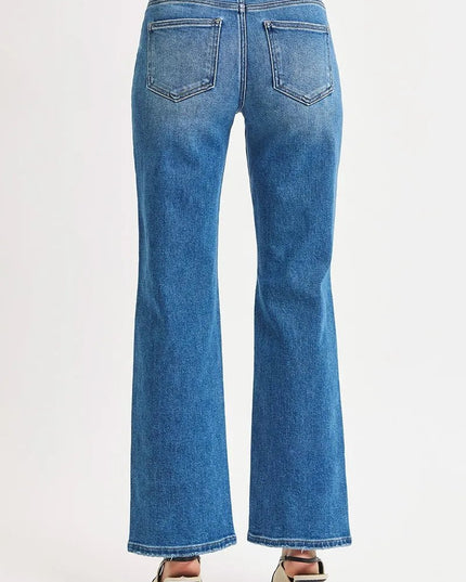 RISEN Full Size High Rise Ankle Straight Front Body Distressed Jeans Plus Size - THE AMERICAN BLUE