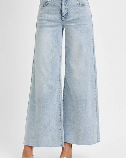RISEN Full Size High Rise Ankle Wide Palazzo Jeans Plus Size - THE AMERICAN BLUE