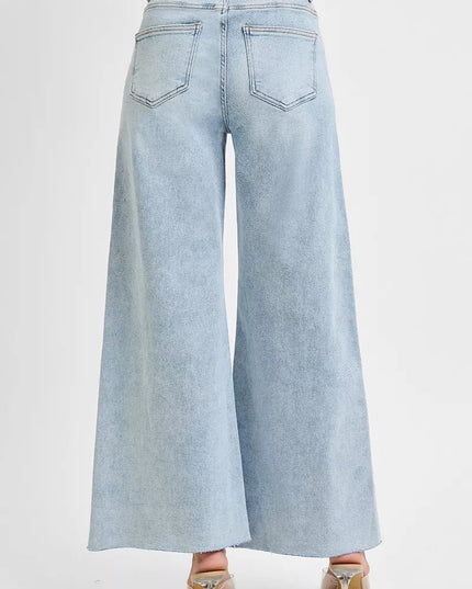 RISEN Full Size High Rise Ankle Wide Palazzo Jeans Plus Size - THE AMERICAN BLUE