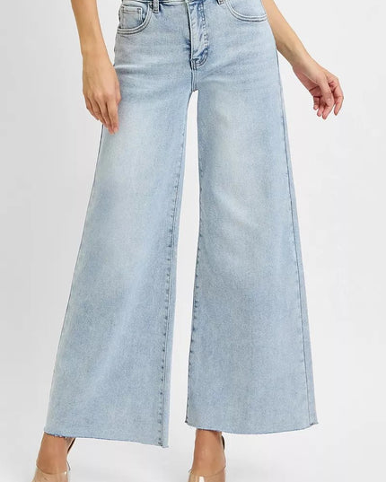 RISEN Full Size High Rise Ankle Wide Palazzo Jeans Plus Size - THE AMERICAN BLUE