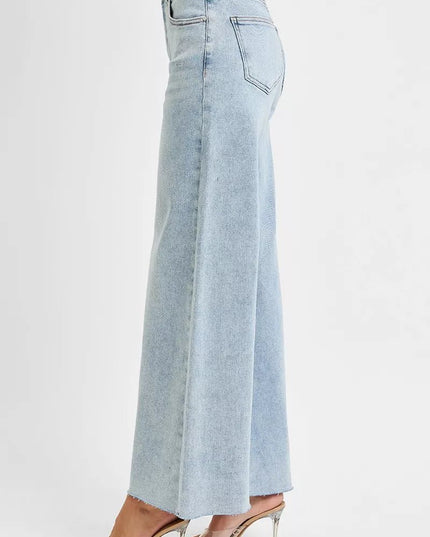RISEN Full Size High Rise Ankle Wide Palazzo Jeans Plus Size - THE AMERICAN BLUE