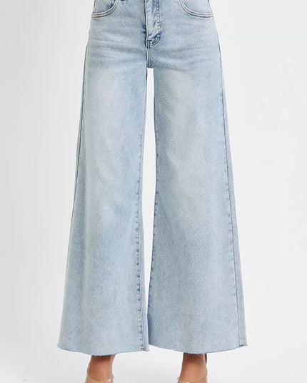 RISEN Full Size High Rise Ankle Wide Palazzo Jeans Plus Size - THE AMERICAN BLUE