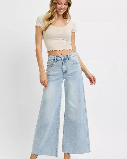 RISEN Full Size High Rise Ankle Wide Palazzo Jeans Plus Size - THE AMERICAN BLUE
