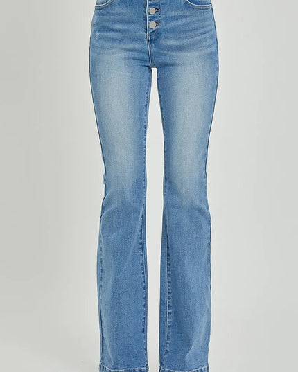 RISEN Full Size High Rise Button Fly Bootcut Jeans - THE AMERICAN BLUE