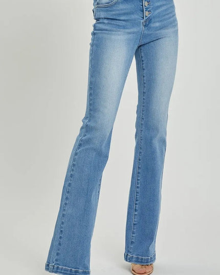 RISEN Full Size High Rise Button Fly Bootcut Jeans - THE AMERICAN BLUE