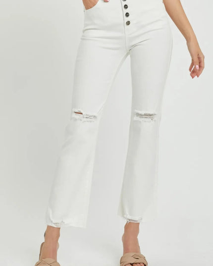 RISEN Full Size High Rise Button Fly Straight Ankle Jeans - THE AMERICAN BLUE