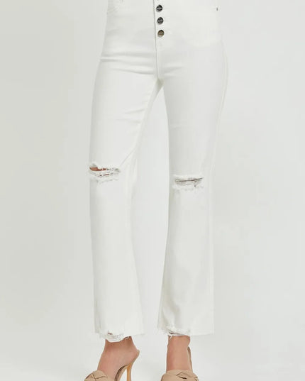 RISEN Full Size High Rise Button Fly Straight Ankle Jeans - THE AMERICAN BLUE