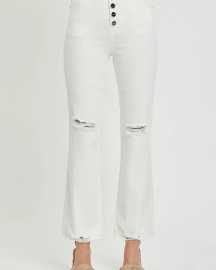 RISEN Full Size High Rise Button Fly Straight Ankle Jeans - THE AMERICAN BLUE