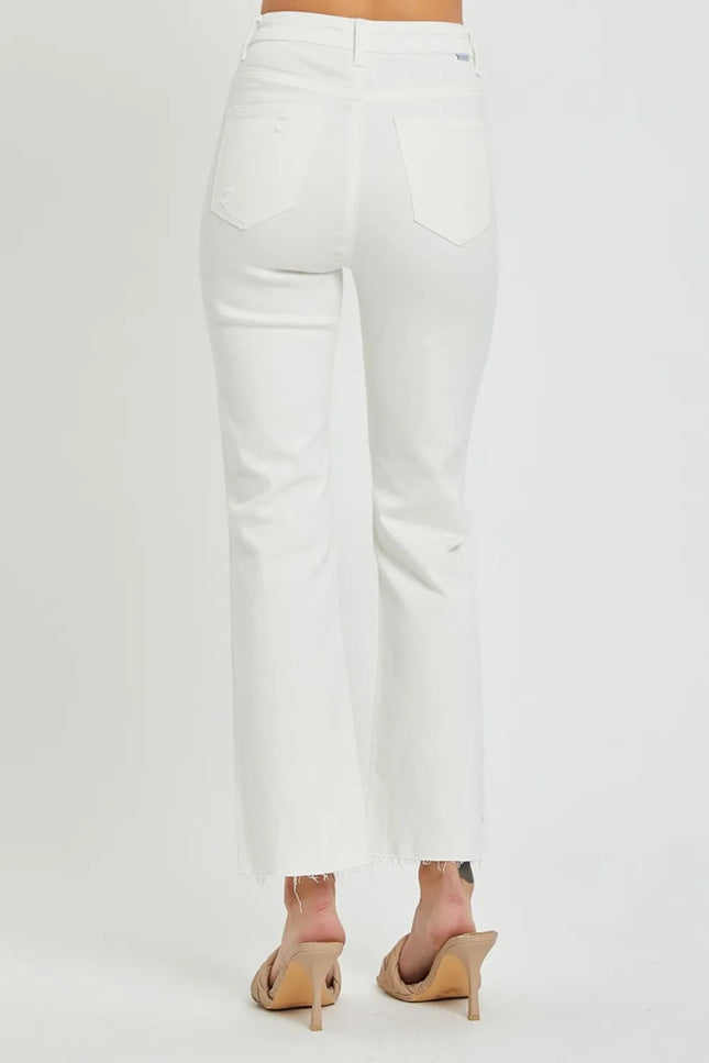 RISEN Full Size High Rise Button Fly Straight Ankle Jeans - THE AMERICAN BLUE