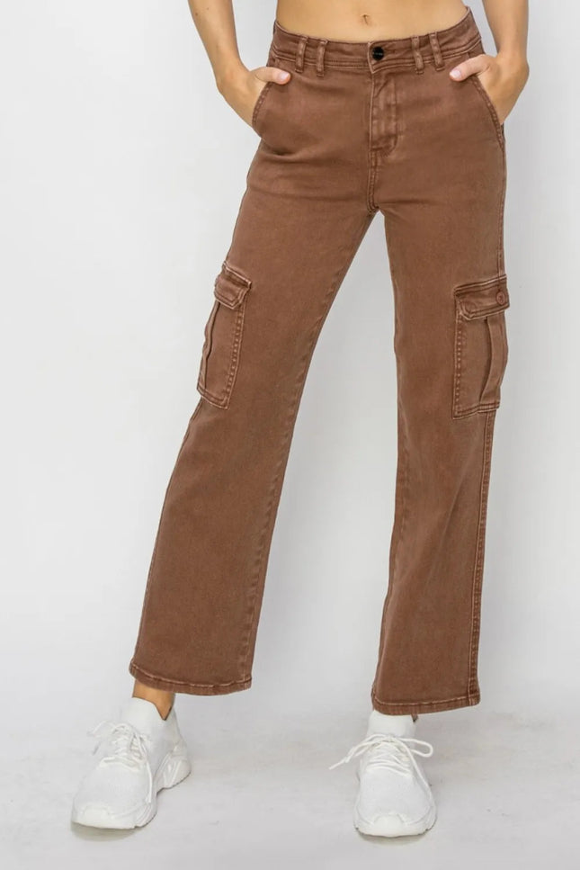 Risen Full Size High Rise Cargo Jeans - THE AMERICAN BLUE